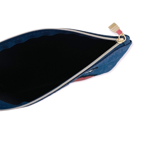 NEW Clarins Cosmetic Bag Denim w/Eye, Star & Sequined Lips; Lipstick Zip… - Picture 4 of 7